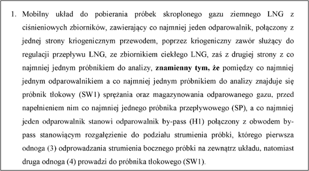  Mobilny układ do pobierania próbek skroplonego gazu ziemnego LNG z ciśnieniowych zbiorników, zawierający co najmniej jeden odparowalnik, połączony z jednej strony kriogenicznym przewodem, poprzez kriogeniczny zawór służący do regulacji przepływu LNG, ze zbiornikiem ciekłego LNG, zaś z drugiej strony z co najmniej jednym próbnikiem do analizy, znamienny tym, że pomiędzy co najmniej jednym odparowalnikiem a co najmniej jednym próbnikiem do analizy znajduje się próbnik tłokowy (SW1) sprzężnia oraz magazynowan