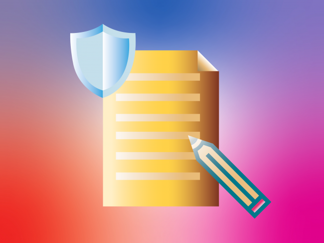 ikona - dokument, ołówek, tarcza